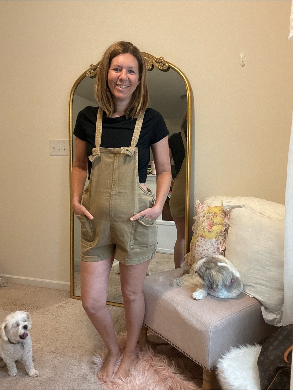 Zenana Khaki Short Overalls - Classic Casual